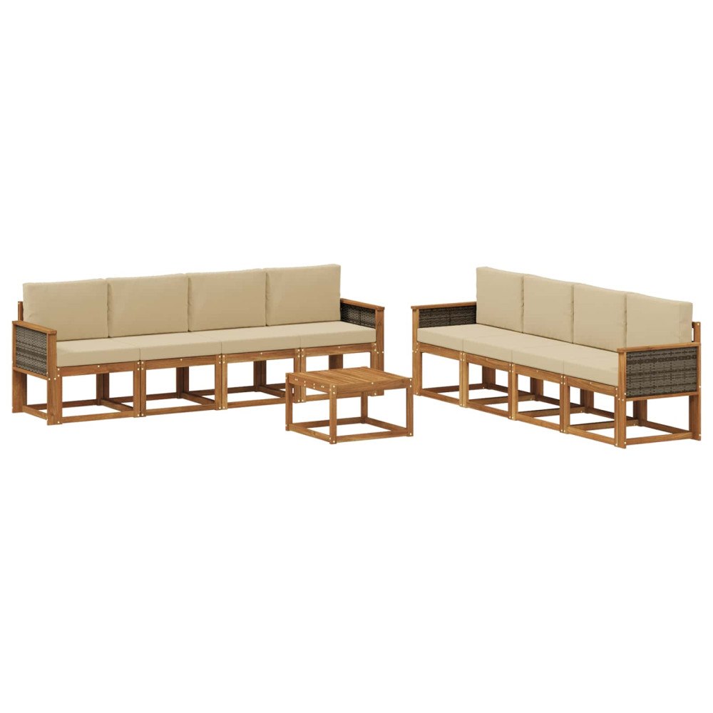 vidaXL Utomhussoffset 9 st Naturlig och Beige