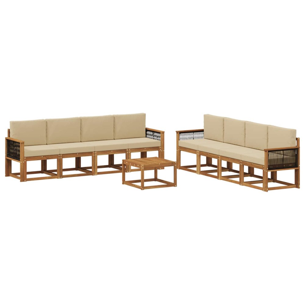 vidaXL Utomhussoffset 9 st Naturlig och Beige