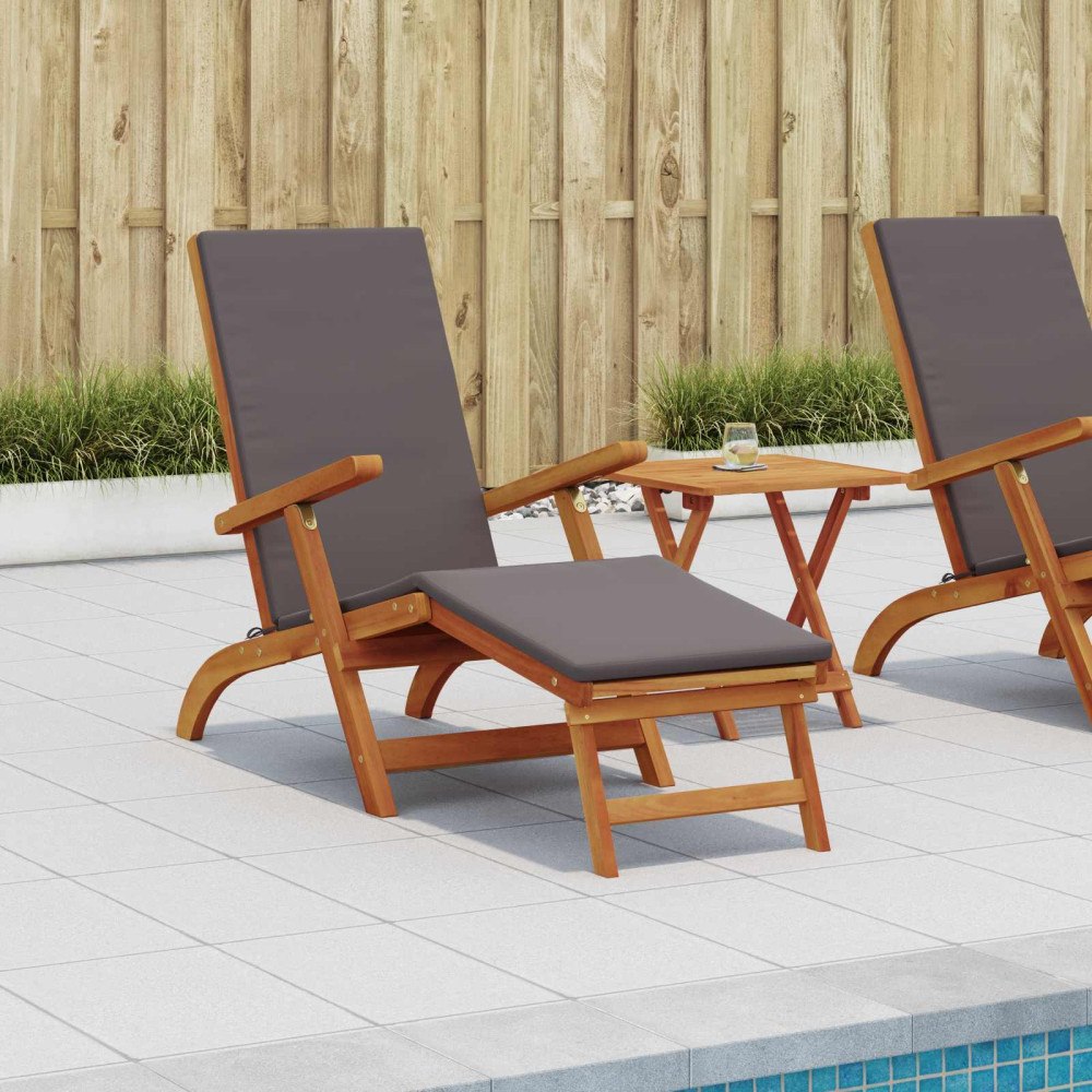 vidaXL Reclining och Fällbar Solstol 2 pcs Mörkgrå Massivt Akaciaträ