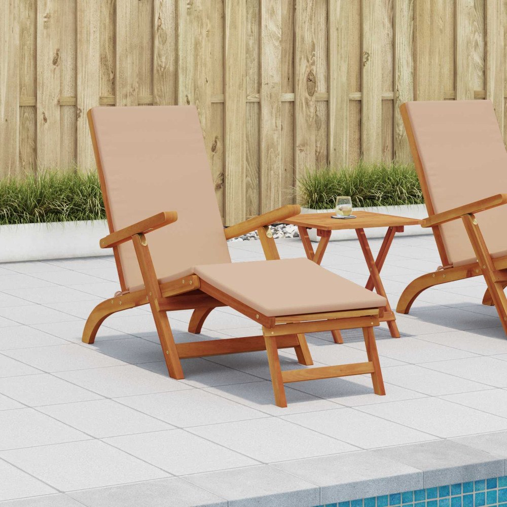 vidaXL Reclining och Fällbar Solstol 2 pcs Taupe Massivt Akaciaträ