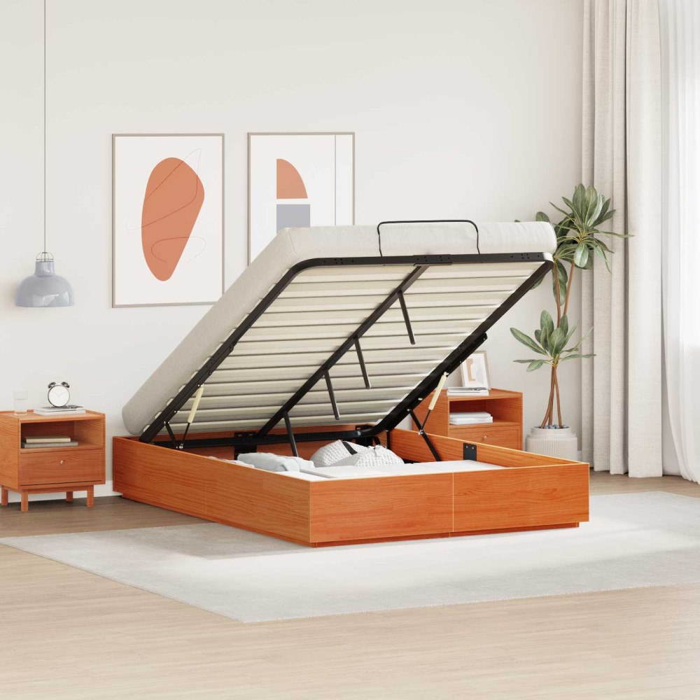 vidaXL Ottoman Sängram VaxBrun 120 x 190 cm Massivt furu