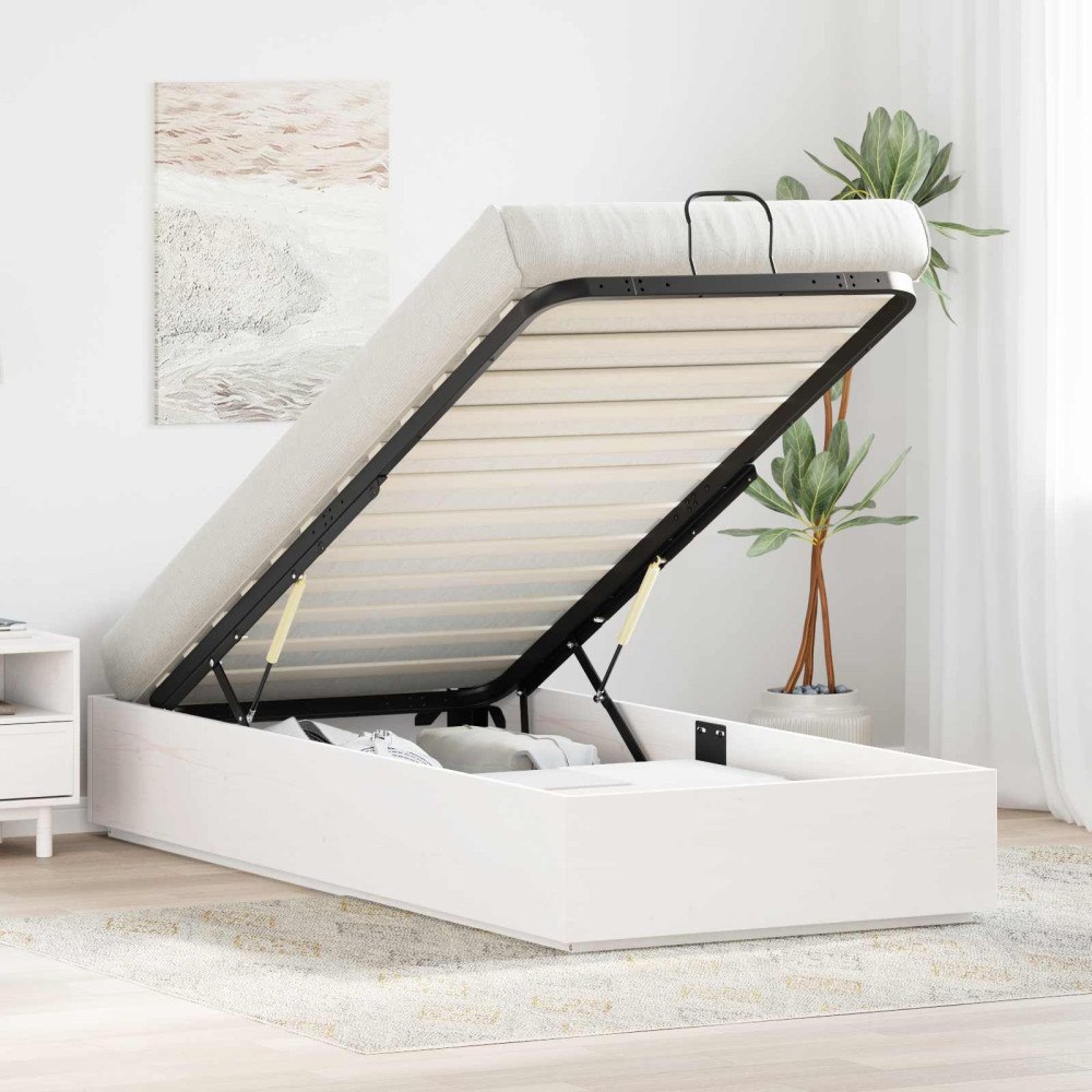 vidaXL Bäddsoffa med förvaring Vit 90 x 200 cm Massivt furu