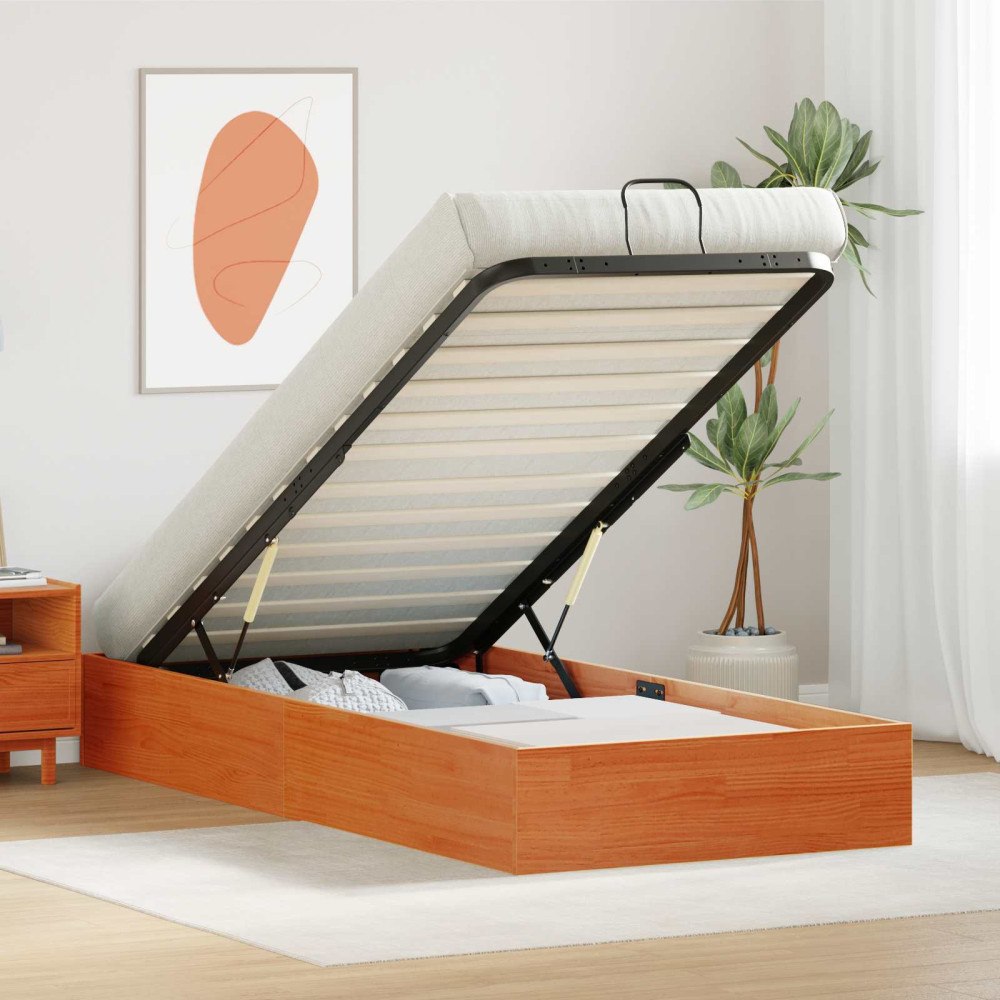 vidaXL Bäddsoffa med förvaring VaxBrun 90 x 200 cm Massivt furu