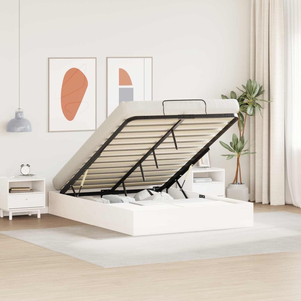 vidaXL Bäddsoffa med förvaring Vit 120 x 190 cm Massivt furu
