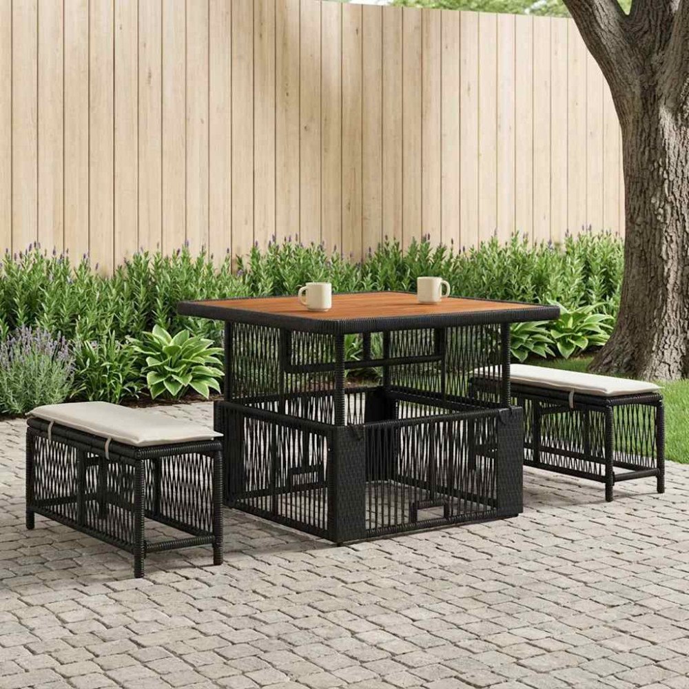 vidaXL Trädgårdsmöbelset 3 pcs Beige och gräddfärgad konstrotting