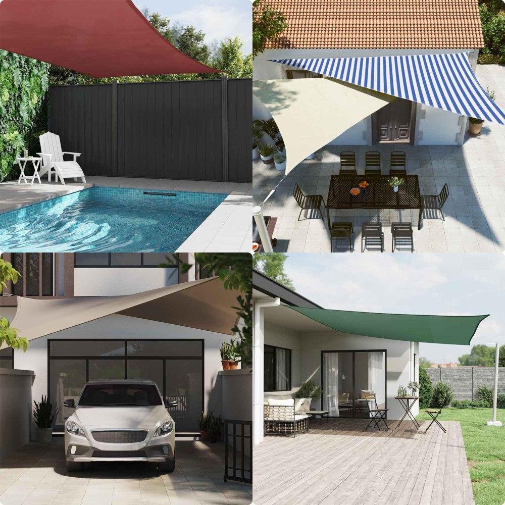 vidaXL Solskugge segel Blå och Vit 4 x 2,5 m 100% polyester oxford