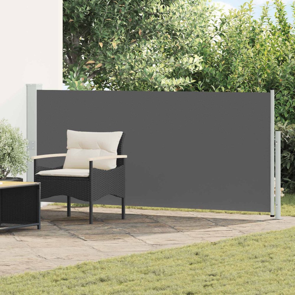 vidaXL Utfällbar sidomarkis Antracit 600 x 160 cm Polyester