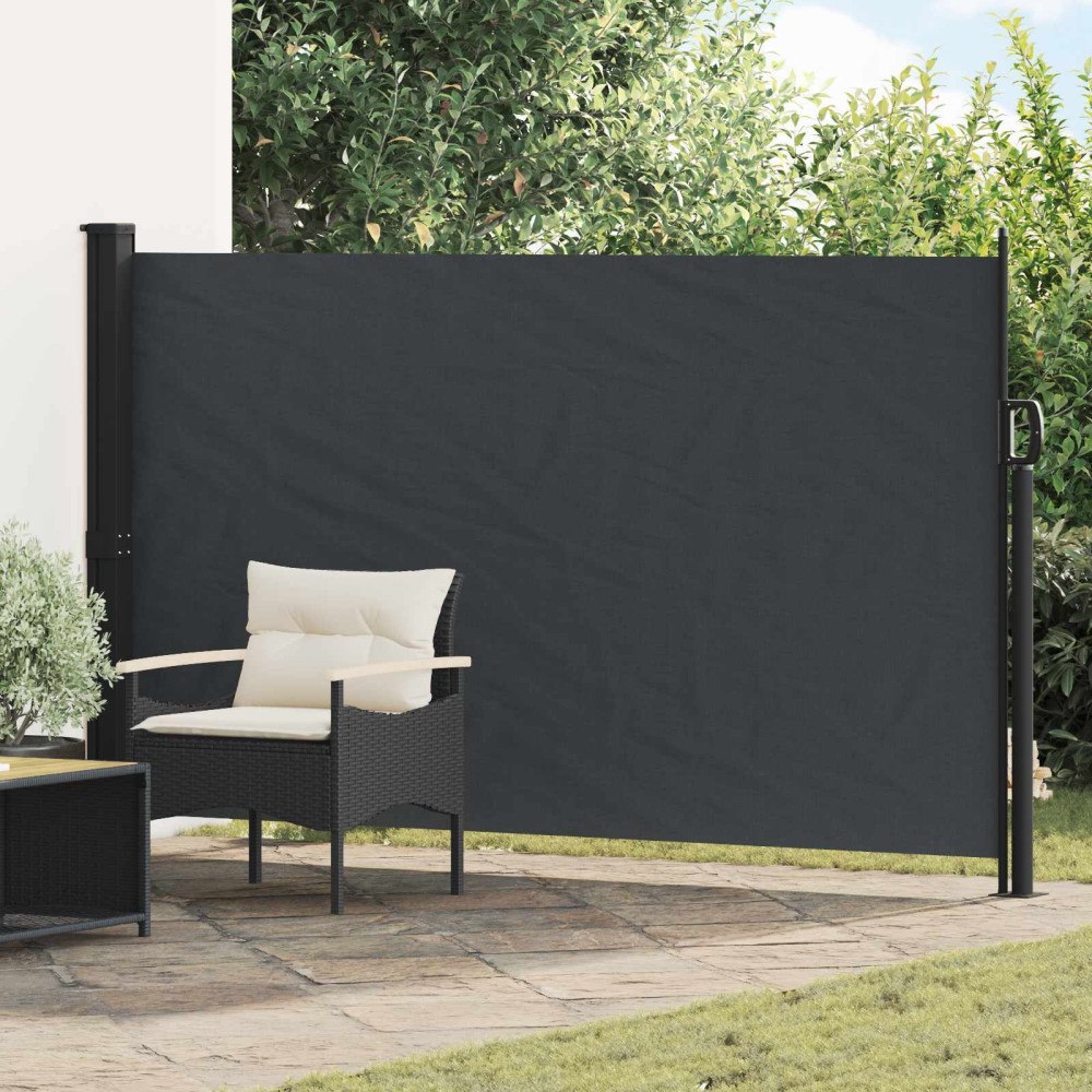 vidaXL Utfällbar sidomarkis Svart 300 x 170 cm Polyester