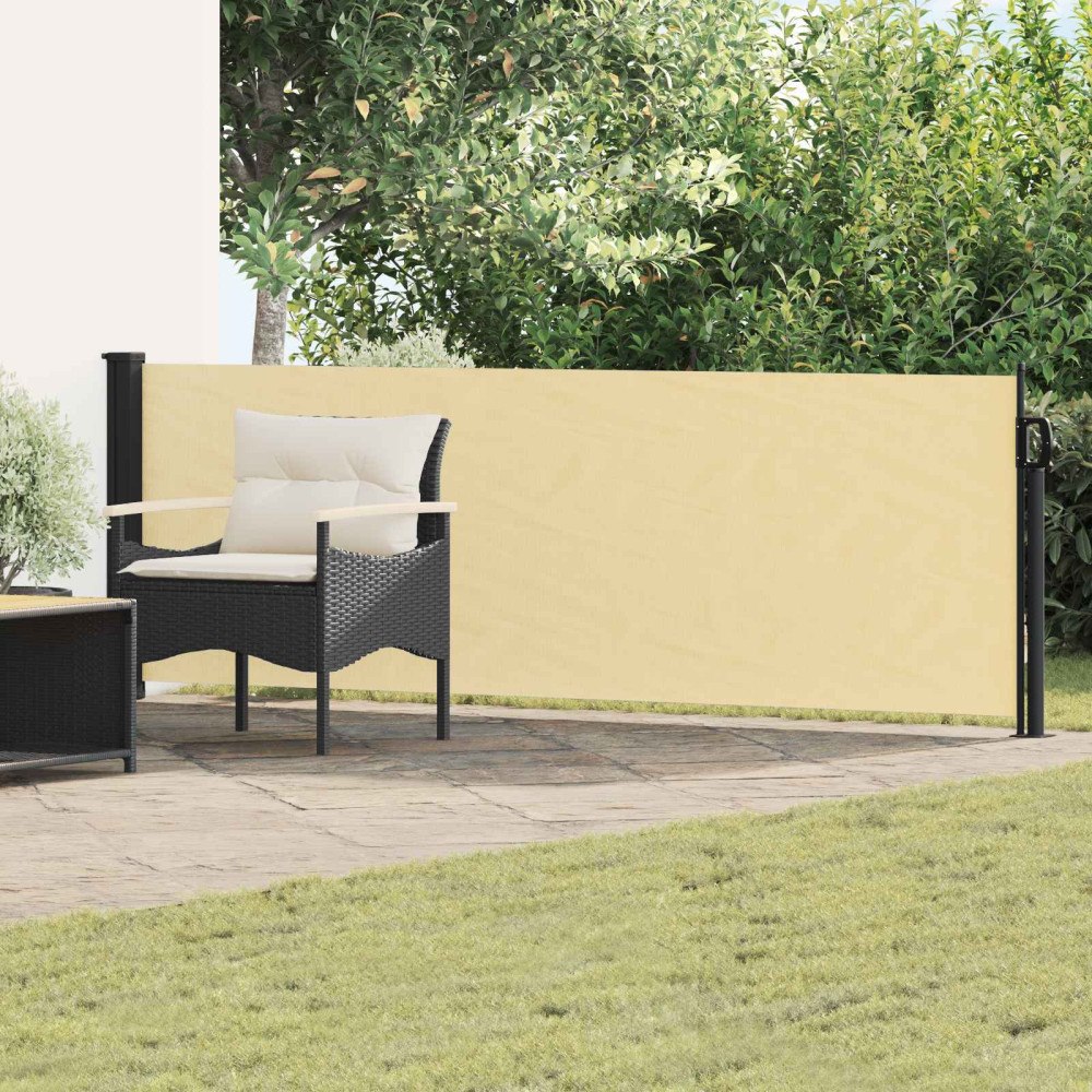 vidaXL Utfällbar sidomarkis Sand 500 x 100 cm Polyester