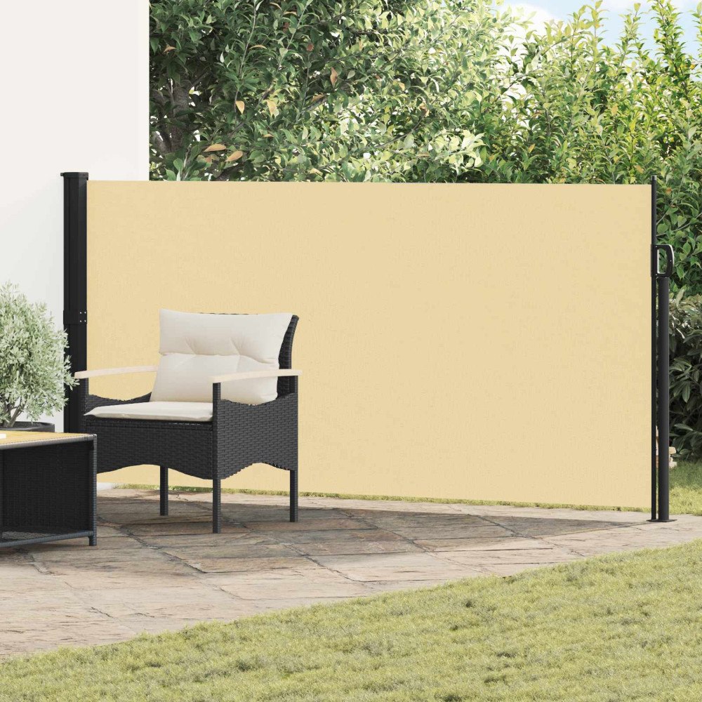 vidaXL Utfällbar sidomarkis Sand 500 x 120 cm Polyester