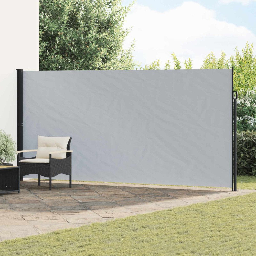 vidaXL Utfällbar sidomarkis Grå 600 x 200 cm Polyester