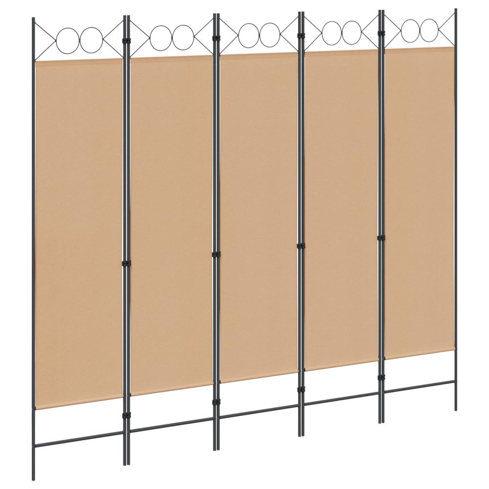 vidaXL 5-panel rumsavskiljare Beige 200 x 180 cm Tyg