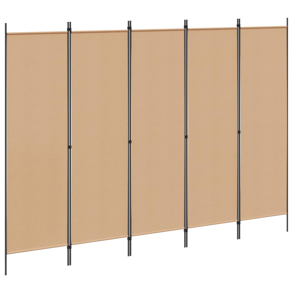 vidaXL 5-panel rumsavskiljare Beige 250 x 180 cm Tyg