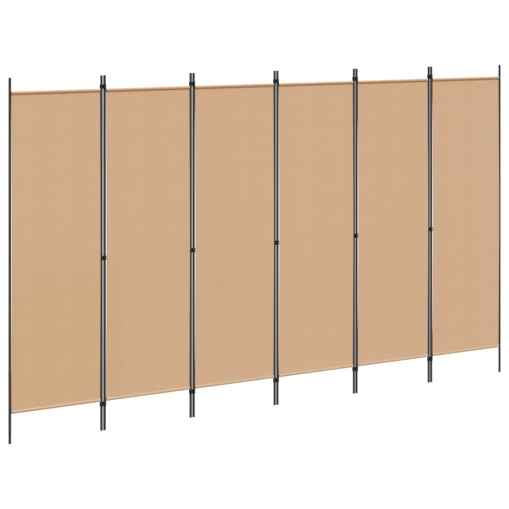 vidaXL 6-panelers rumsavdelare Beige 300 x 180 cm Tyg