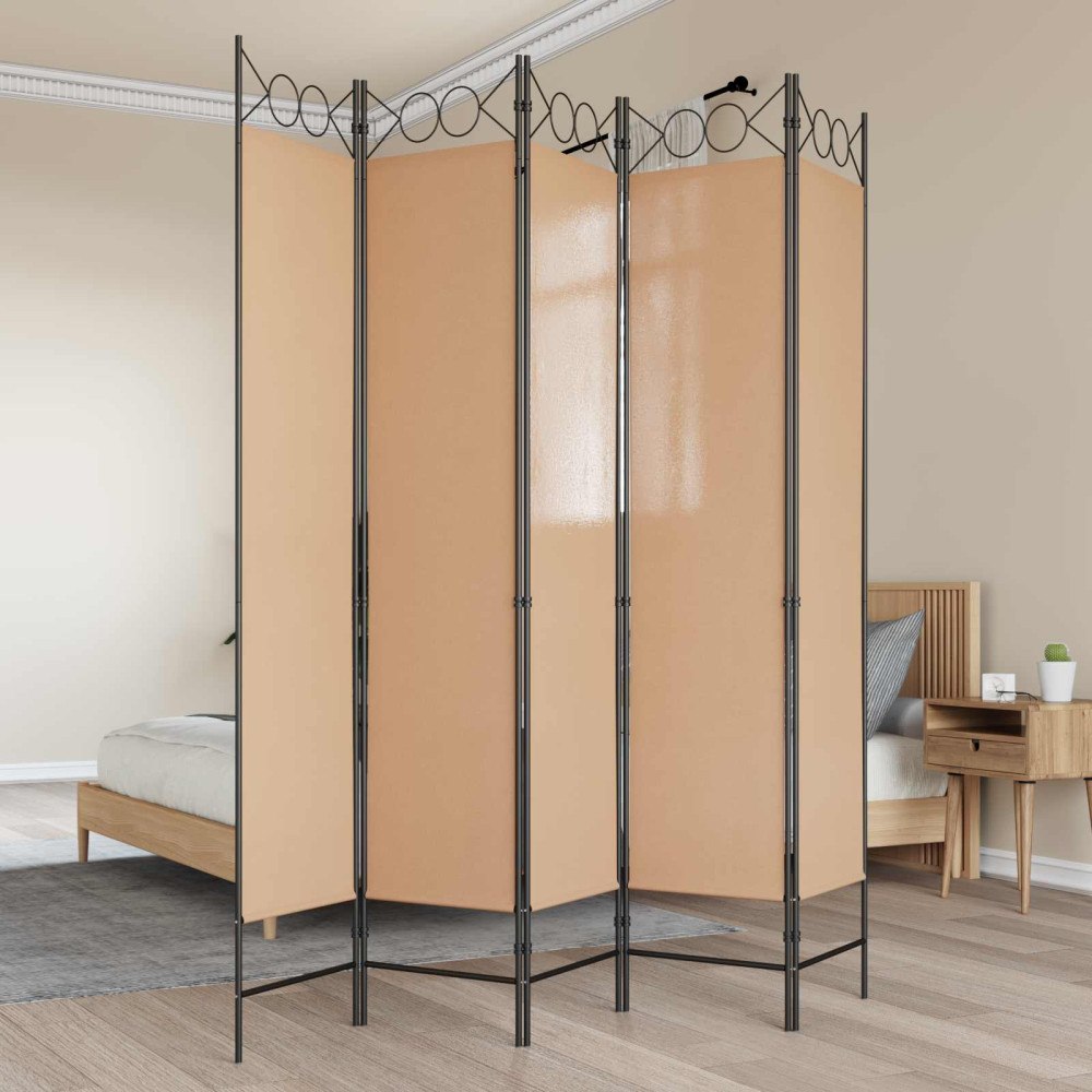vidaXL 5-panel rumsavskiljare Beige 200 x 200 cm Tyg