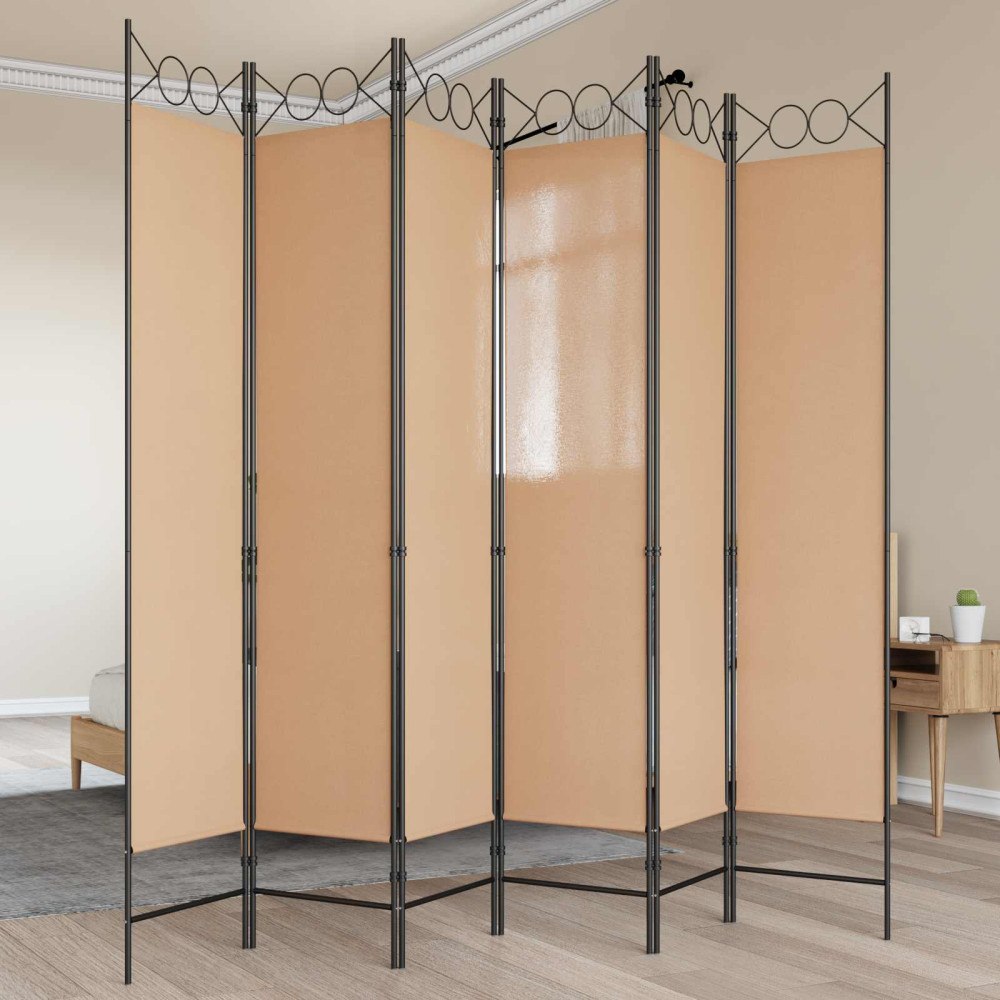 vidaXL 6-panelers rumsavdelare Beige 240 x 200 cm Tyg