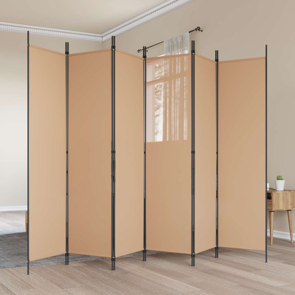 vidaXL 6-panelers rumsavdelare Beige 300 x 200 cm Tyg
