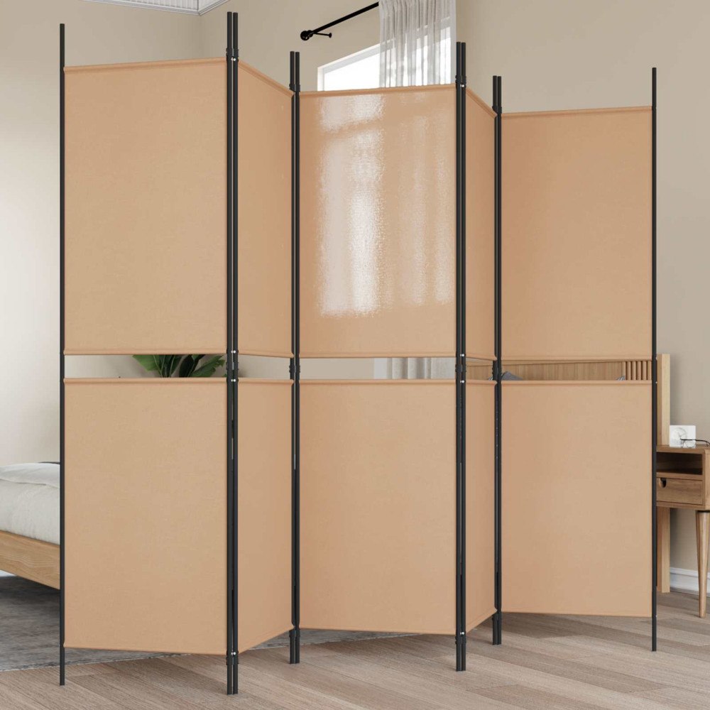 vidaXL 5-panel rumsavskiljare Beige 250 x 180 cm Tyg