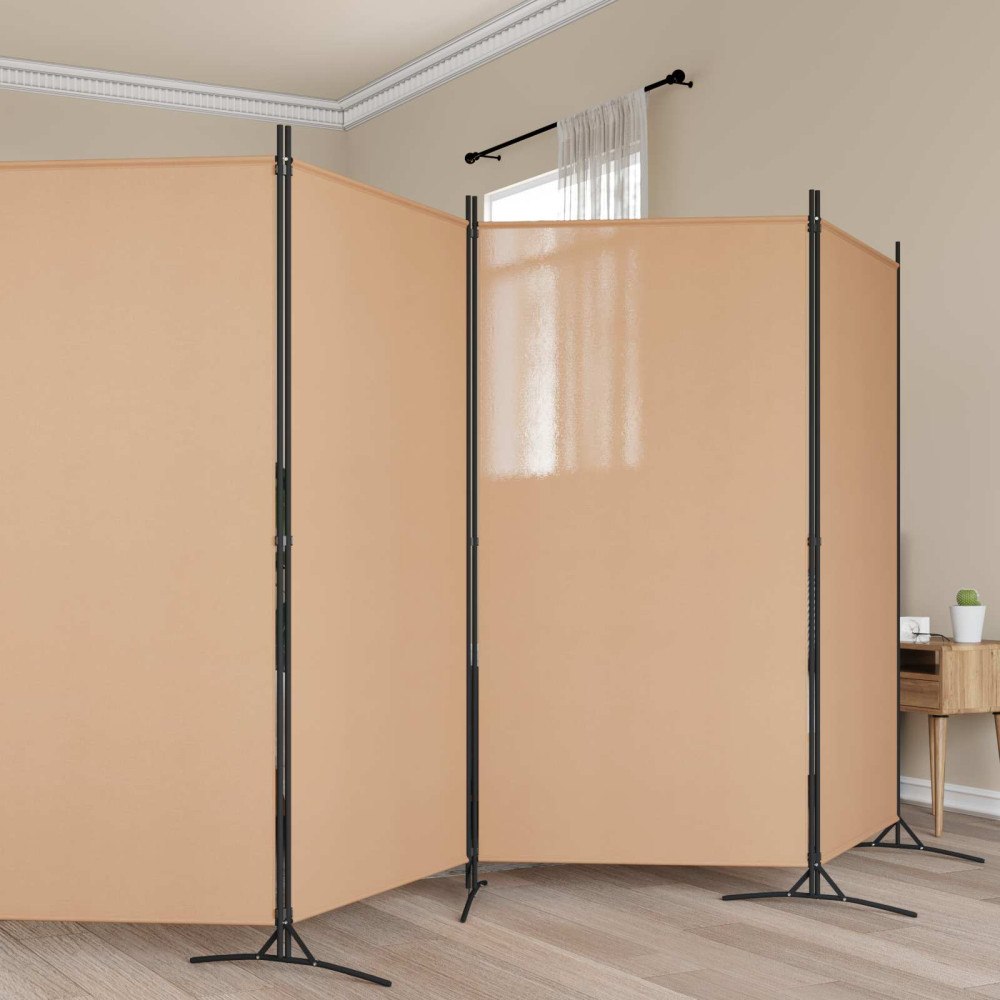 vidaXL 6-panelers rumsavdelare Beige 520 x 180 cm Tyg