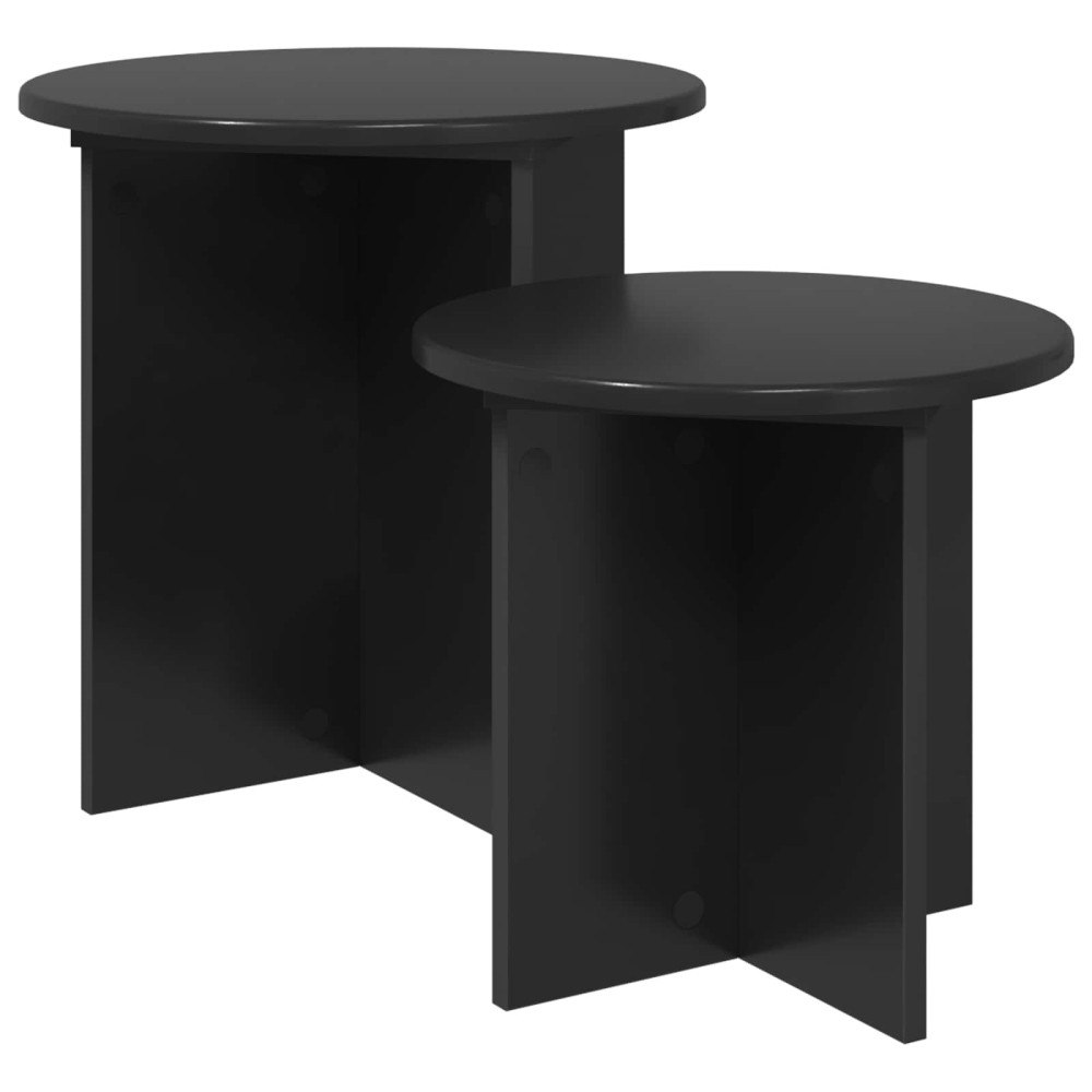 vidaXL Sidobordsset med lagring 2 pcs Svart ek Konstruerat trä