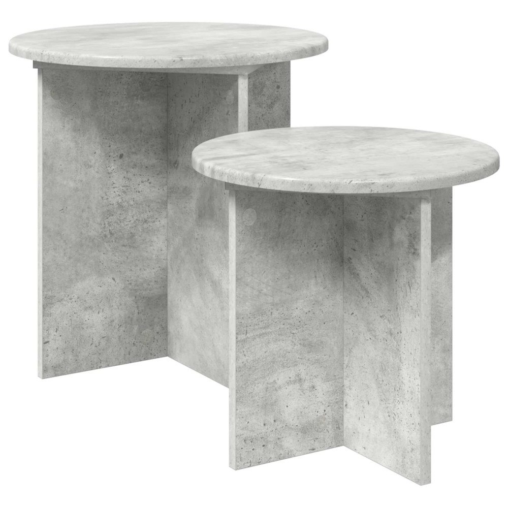 vidaXL Sidobordsset med lagring 2 pcs Betonggrå Konstruerat trä