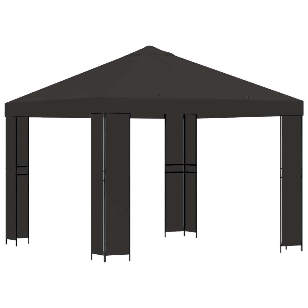 vidaXL Paviljong 3 x 3 m Antracit Polyester och Stål 190 gsm