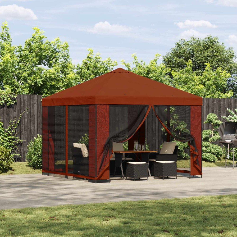 vidaXL Paviljong 3 x 3 m Terracotta Polyester och Stål 190