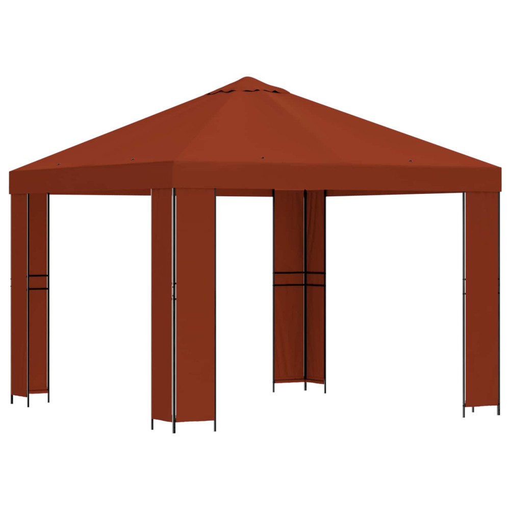 vidaXL Paviljong 3 x 3 m Terracotta Polyester och Stål 190 gsm