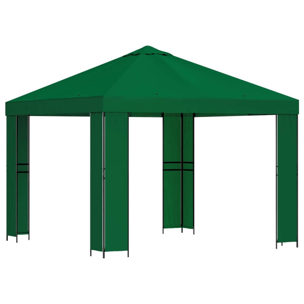 vidaXL Paviljong 3 x 3 m Grön Polyester och Stål 190 gsm