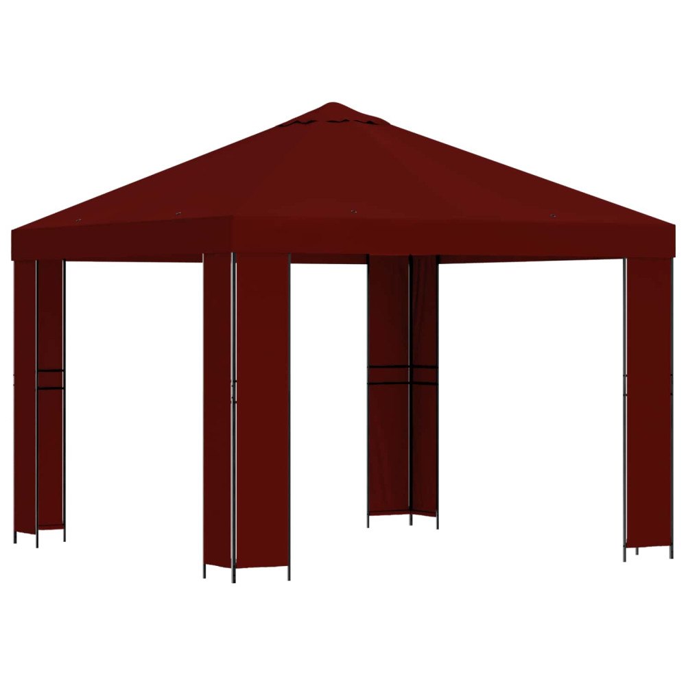 vidaXL Paviljong 3 x 3 m Vinröd Polyester och Stål 190 gsm