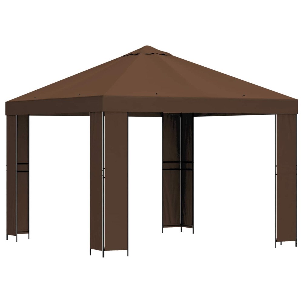 vidaXL Paviljong 3 x 3 m Brun Polyester och Stål 190 gsm
