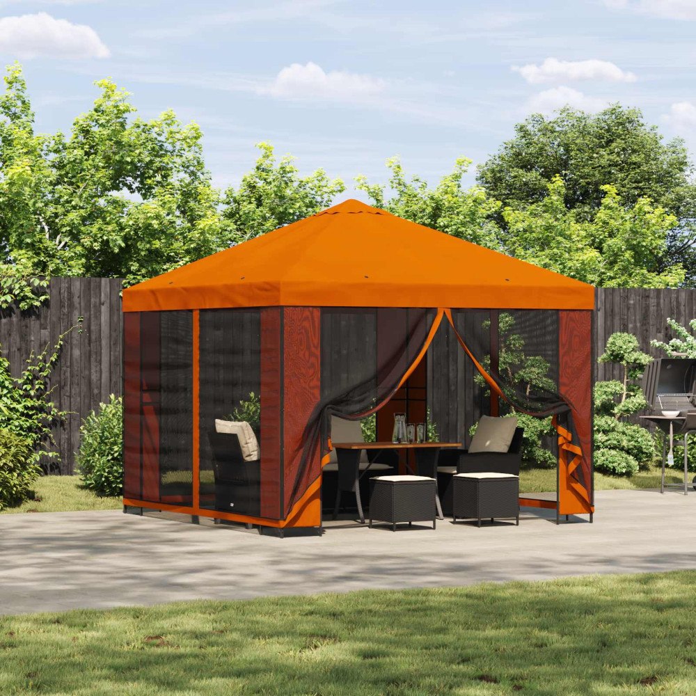 vidaXL Trädgårdsgazebo med sidoväggar 3 x 3 m Orange