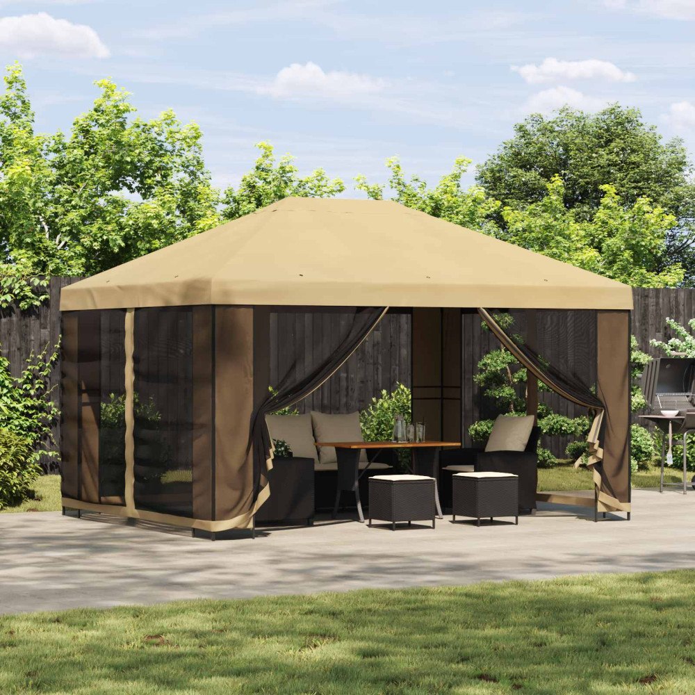 vidaXL Paviljong 4 × 3 m Gräddvit Polyester och Stål 190