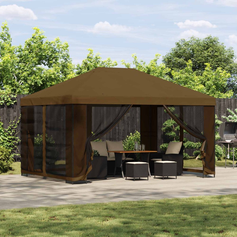vidaXL Paviljong 4 × 3 m Taupe Polyester och Stål 190