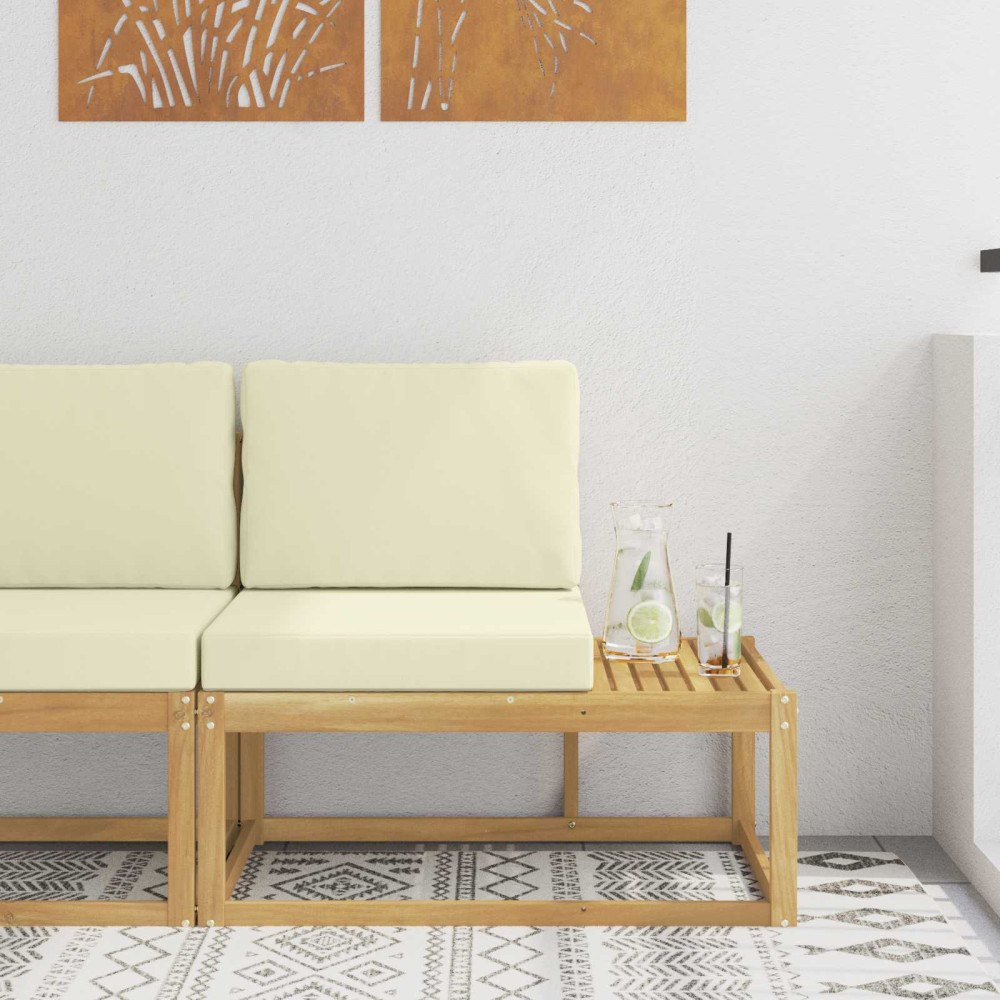 vidaXL Modulsoffa utomhus Vit 91 x 63 x 73 cm Massivt Akaciaträ