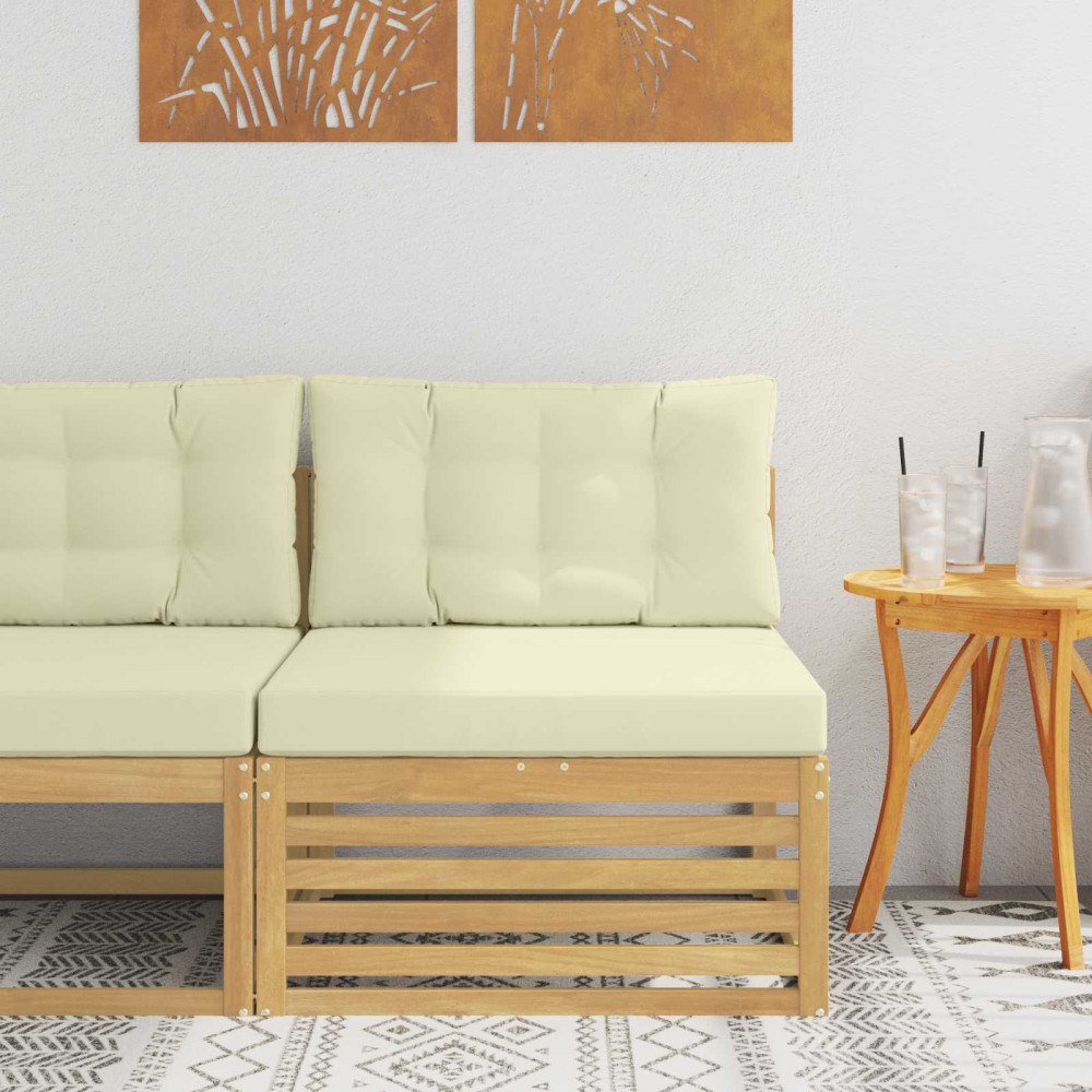 vidaXL Utomhus Mellansoffa Massivt Akaciaträ Vit 83 x 79 x 73 cm