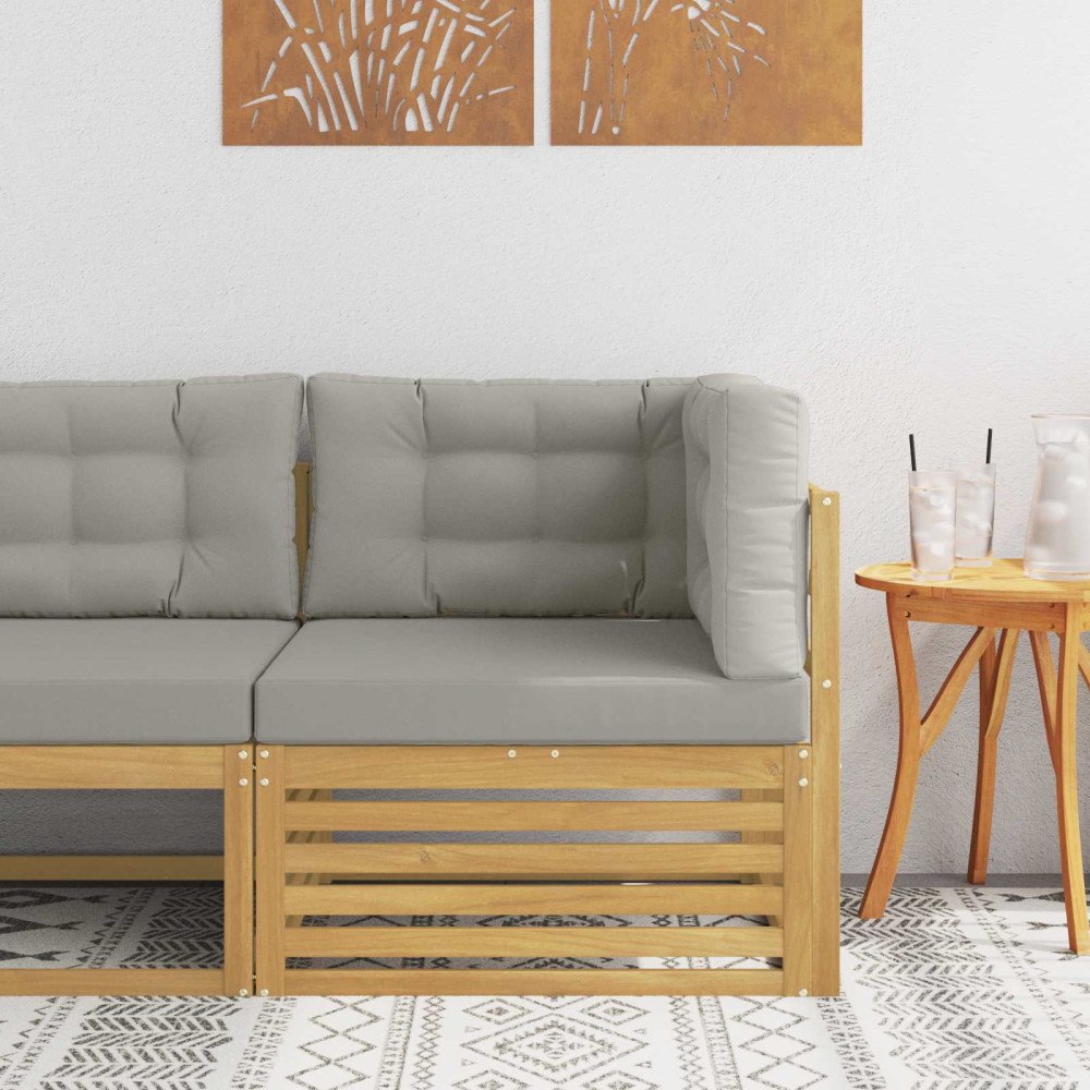 vidaXL Utehörnsoffa Massivt Akaciaträ Vit