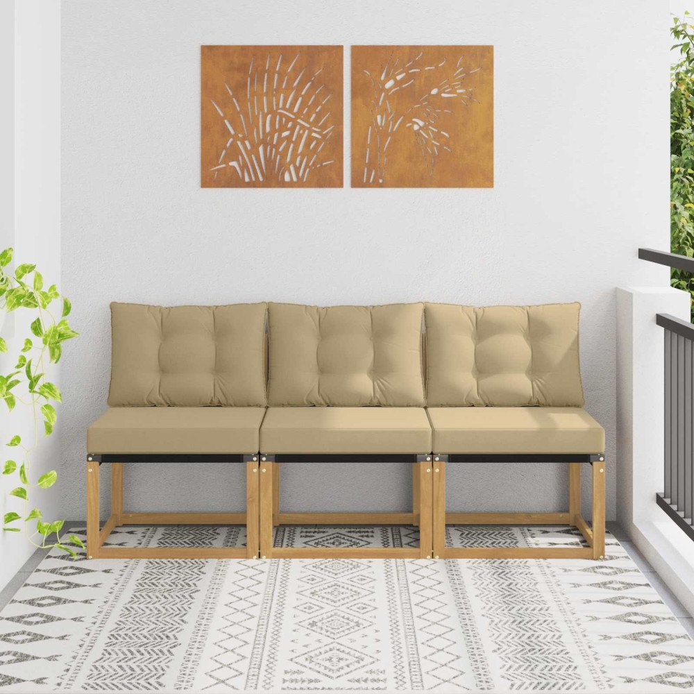 vidaXL 3 Stycke Utomhus Mellansoffa