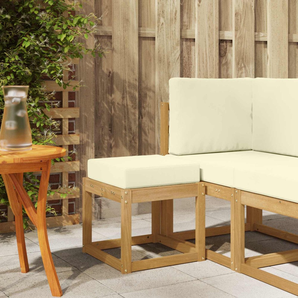 vidaXL Utomhuspall med kudde Vit 43 x 43 x 45 cm Massivt Akaciaträ