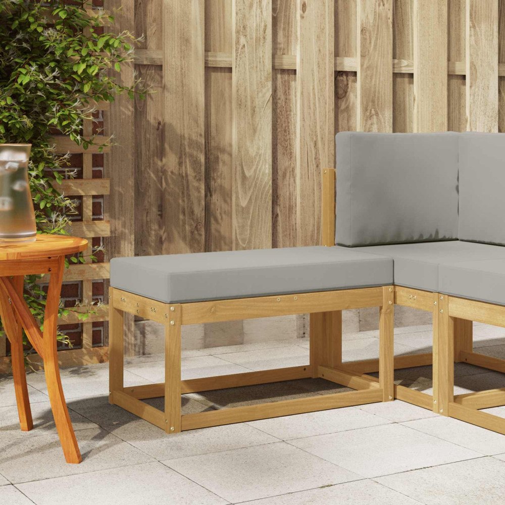 vidaXL Utomhuspall med kudde Vit 80 x 43 x 45 cm Massivt Akaciaträ