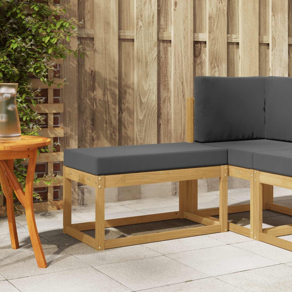 vidaXL Utomhuspall med kudde Vit 80 x 43 x 45 cm Massivt Akaciaträ