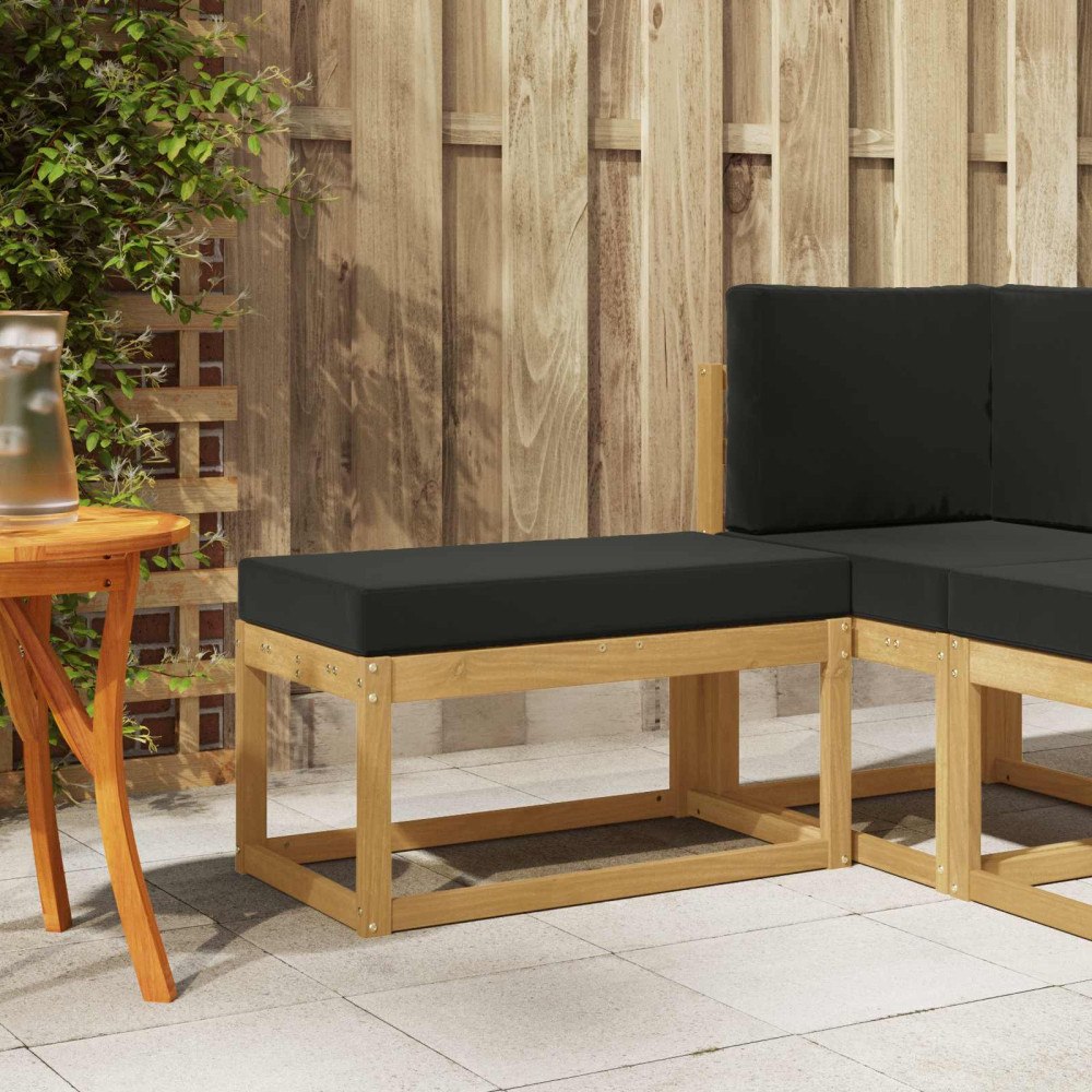 vidaXL Utomhuspall med kudde Vit 80 x 43 x 45 cm Massivt Akaciaträ