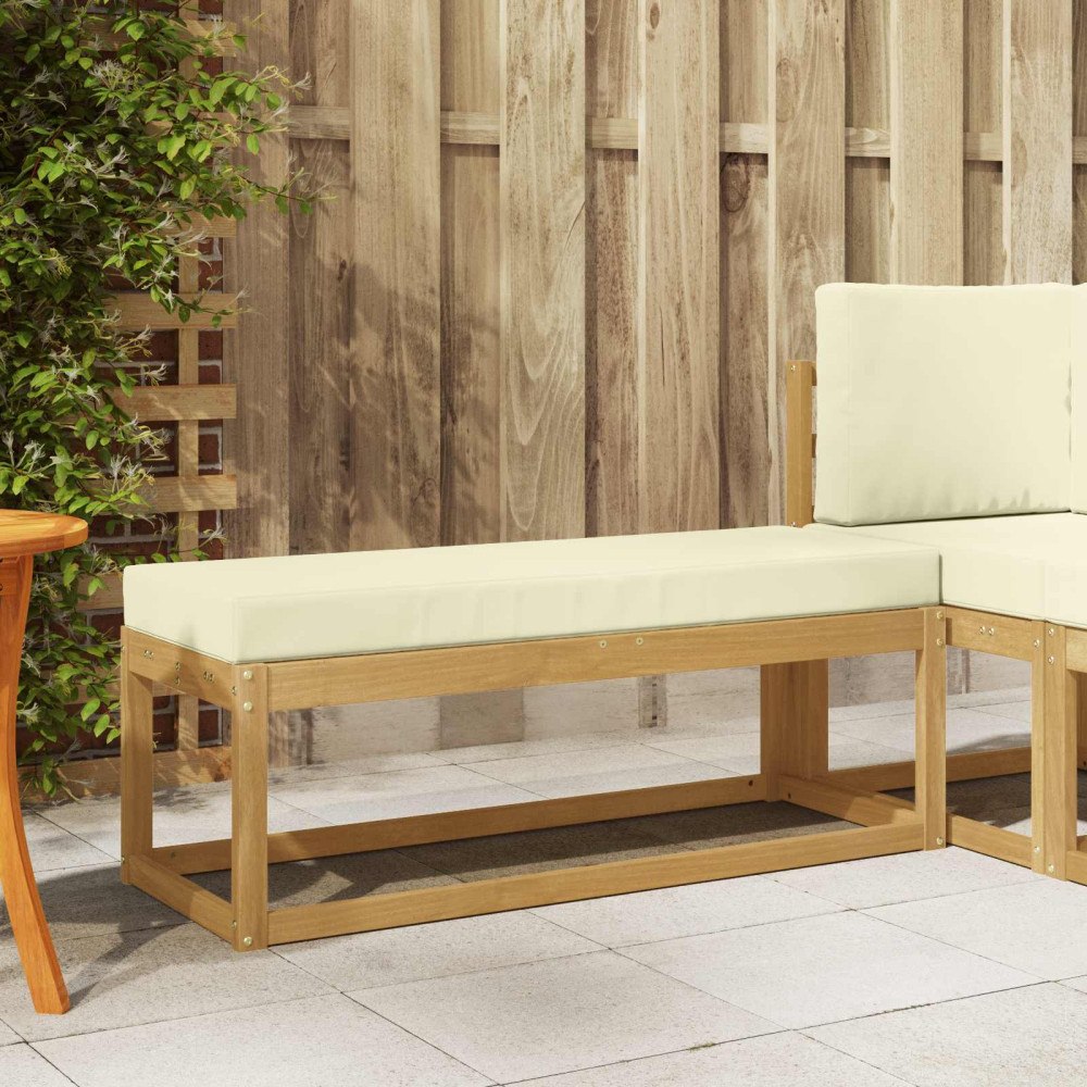 vidaXL Utomhuspall med kudde Vit 115 x 43 x 45 cm Massivt Akaciaträ