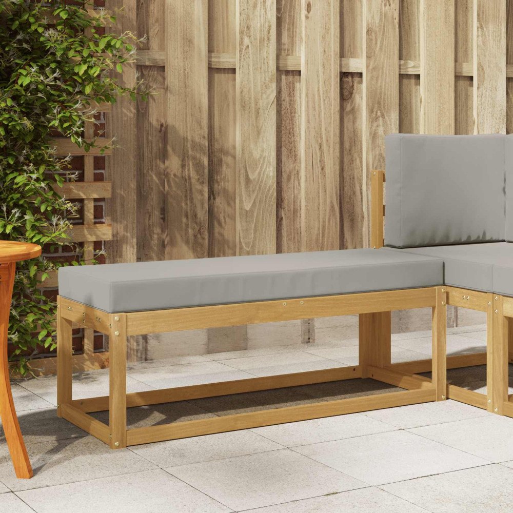 vidaXL Utomhuspall med kudde Vit 115 x 43 x 45 cm Massivt Akaciaträ