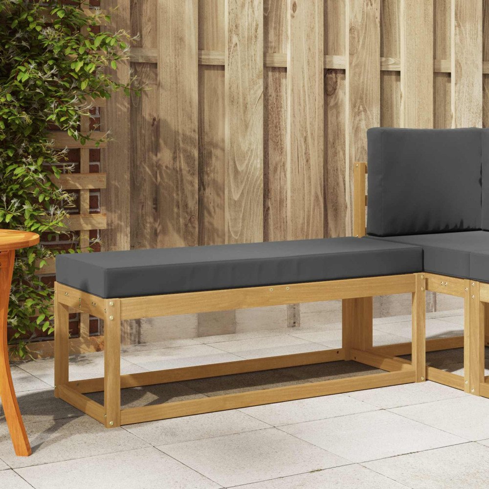 vidaXL Utomhuspall med kudde Vit 115 x 43 x 45 cm Massivt Akaciaträ