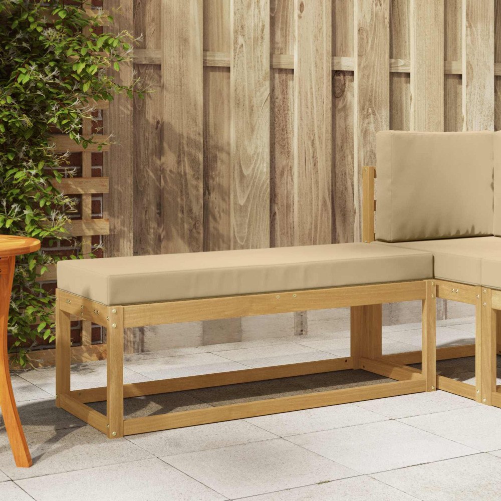 vidaXL Utomhuspall med kudde Vit 115 x 43 x 45 cm Massivt Akaciaträ