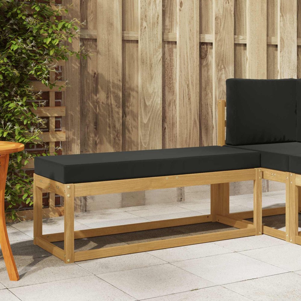 vidaXL Utomhuspall med kudde Vit 115 x 43 x 45 cm Massivt Akaciaträ