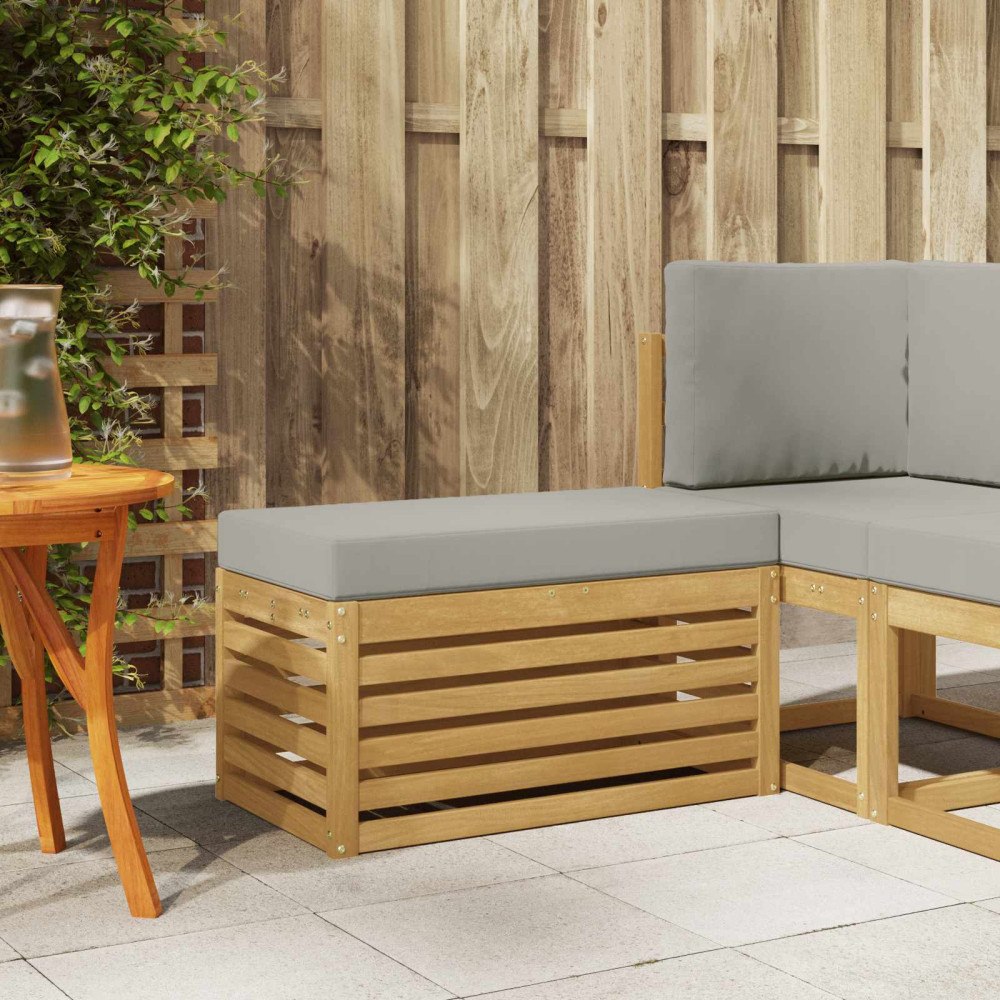 vidaXL Utomhuspall med kudde Vit 80 x 43 x 45 cm Massivt Akaciaträ