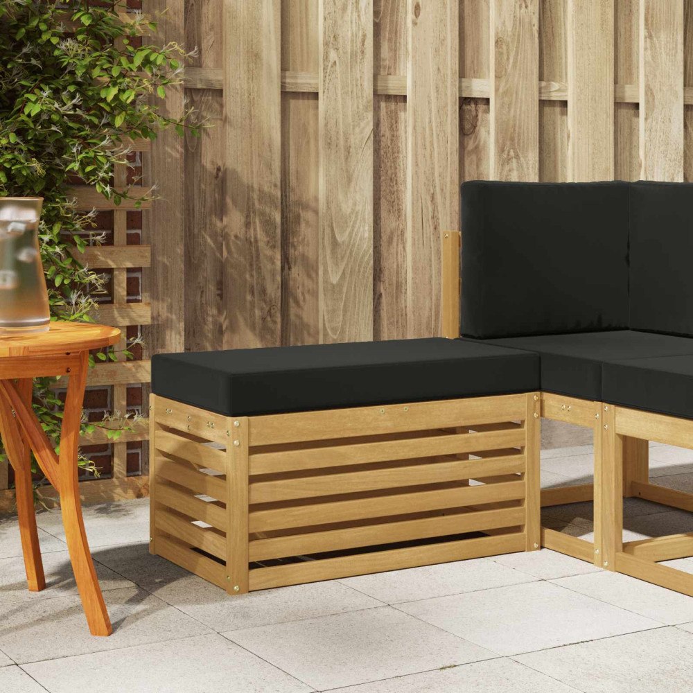 vidaXL Utomhuspall med kudde Vit 80 x 43 x 45 cm Massivt Akaciaträ