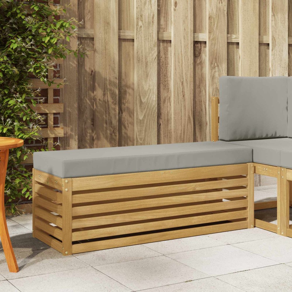 vidaXL Utomhuspall med kudde Vit 115 x 43 x 45 cm Massivt Akaciaträ